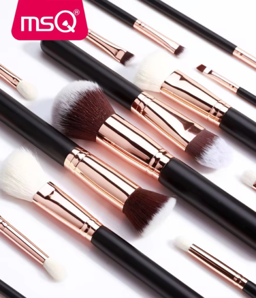 Set de 15 Pcs Café Brochas de Maquillaje MSQ
