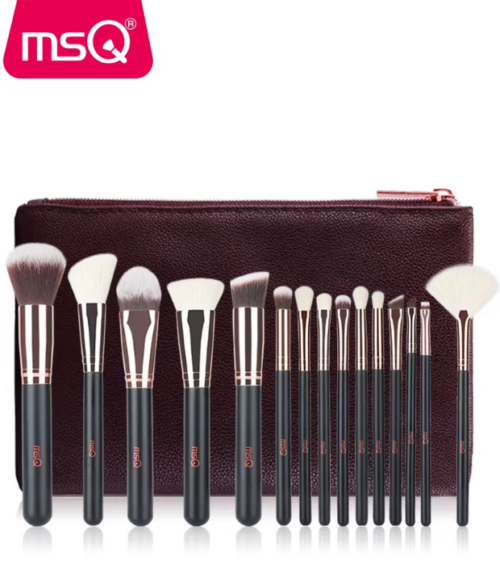 Set de 15 Pcs Café Brochas de Maquillaje MSQ