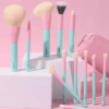Set de 12 Pcs Turquesa/Rosada Brochas de Maquillaje LADES