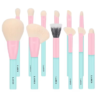 Set de 12 Pcs Turquesa/Rosada Brochas de Maquillaje LADES