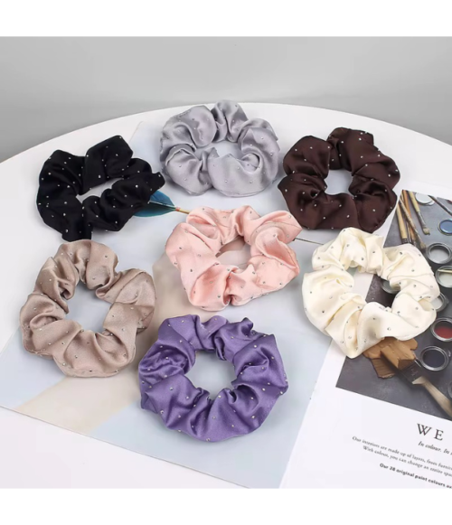 Scrunchies Metalizados con Pedrería